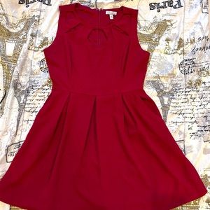 Cute Red Fit & Flare Cutout Dress